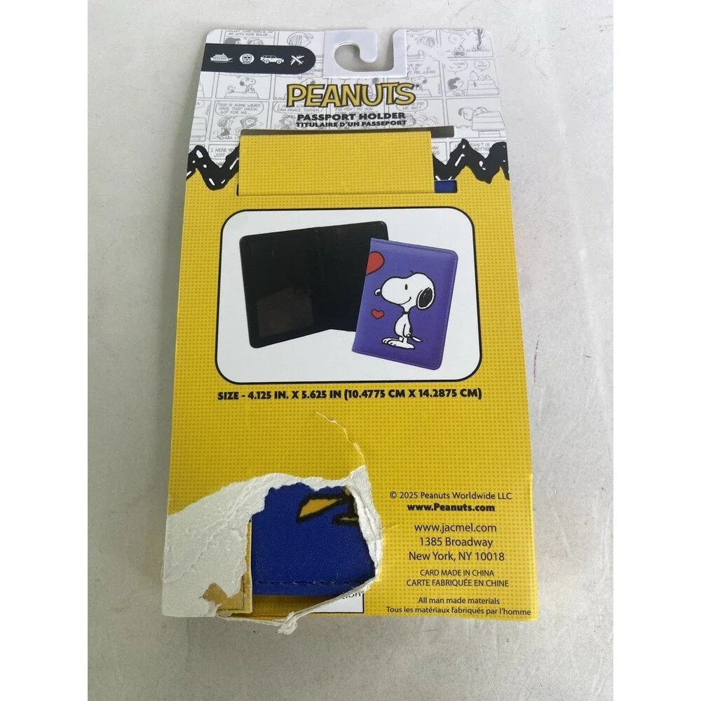 Peanuts Snoopy Hearts Blue Travelers Passport Holder Document Booklet Wallet